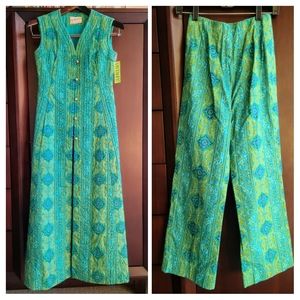 Vintage Saks Fifth Avenue quilted tunic pantsuit